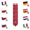 Predlžovací kábel 10 m / 4 zásuvky / s vypínačom / čierno-červený / guma-neoprén / 1,5 mm2