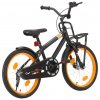 Multidom Detský bicykel s predným nosičom, 18-palcový, čierno oranžový