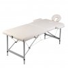 Multidom Krémovo biely skladací masážny stôl, 2 zóny, hliníkový rám