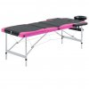 Multidom Skladací masážny stôl, 3 zóny, hliník, čierno ružový