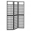 Multidom 3-panelový paraván/mriežka masívna jedľa čierny 121x180 cm