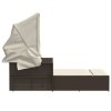 Multidom Dvojité ležadlo so strieškou a podložkami, hnedé, polyratan