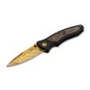 Böker Manufaktur Solingen 110194DAM Tirpitz-Damascus Gold zberateľský nôž 9,9cm, zlatý, orech