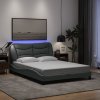 Multidom Posteľ s LED bez matraca bledosivý 140x190 cm látka
