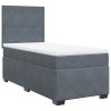 Multidom Posteľný rám boxspring s matracom tmavosivý 90x200 cm zamat