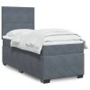 Multidom Posteľný rám boxspring s matracom tmavosivý 90x200 cm zamat