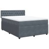 Multidom Posteľný rám boxspring s matracom tmavosivý 160x200 cm zamat