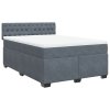Multidom Posteľný rám boxspring s matracom tmavosivý 160x200 cm zamat