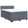 Multidom Posteľný rám boxspring s matracom tmavosivý 140x200 cm zamat