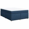 Multidom Posteľný rám boxspring s matracom modrý 160x200 cm látka
