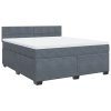 Multidom Posteľný rám boxspring s matracom tmavosivý 180x200 cm zamat