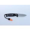 Ganzo Knife G7412-BK-WS vreckový outdoorový nôž 8,9 cm, Stonewash, čierna, G10, píšťalka