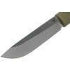Benchmade 202 LEUKU bushcraft nôž 13,2 cm, Satin, zelená, Santoprene, kožené puzdro