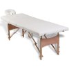 Multidom Krémovo biely skladací masážny stôl, 4 zóny, drevený rám
