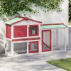 Multidom Veľká vonkajšia králikáreň, červeno biela 145x45x84 cm, drevo