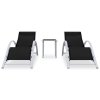 Multidom Lehátka 2 ks so stolíkom hliníkové čierne