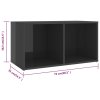 Multidom TV skrinky 4 ks, lesklé sivé 72x35x36,5 cm, kompozitné drevo
