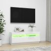 Multidom TV skrinka s LED svetlami lesklá biela 100x35x40 cm