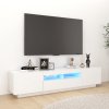 Multidom TV skrinka s LED svetlami biela 180x35x40 cm