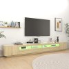 Multidom TV skrinka s LED svetlami dub sonoma 300x35x40 cm