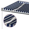 Multidom Automatická markíza s LED a senzorom vetra 500x300cm modrobiela