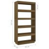Multidom Knižnica/deliaca stena, hnedá 80x35x167 cm, borovicový masív