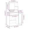 Multidom Toaletný stolík so zrkadlom dub sonoma 86,5x35x136 cm