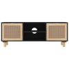 Multidom TV skrinka Čierna 105x30x40cm masívna borovica a prírodný ratan