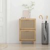 Multidom Botník hnedý 52x25x80 cm spracované drevo a prírodný ratan