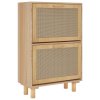 Multidom Botník hnedý 52x25x80 cm spracované drevo a prírodný ratan
