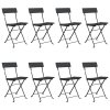 Multidom Skladacie bistro stoličky 8 ks čierne polyratan a oceľ