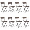 Multidom Skladacie bistro stoličky 8 ks hnedé polyratan a oceľ