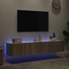 Multidom TV nástenné skrinky s LED svetlami 2 ks dub sonoma 80x35x31 cm