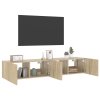 Multidom TV nástenné skrinky s LED svetlami 2 ks dub sonoma 80x35x31 cm