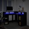 Multidom Stôl s LED svetlami čierny 130x130x91 cm kompozitné drevo