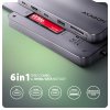 AXAGON HMC-6GM2, USB 10Gbps hub, USB-A, USB-C, HDMI, M.2 slot, SD/MicroSD, PD 100W, kábel 20cm