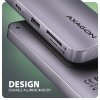 AXAGON HMC-6GM2, USB 10Gbps hub, USB-A, USB-C, HDMI, M.2 slot, SD/MicroSD, PD 100W, kábel 20cm