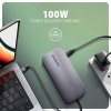 AXAGON HMC-6GM2, USB 10Gbps hub, USB-A, USB-C, HDMI, M.2 slot, SD/MicroSD, PD 100W, kábel 20cm