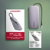 AXAGON HMC-6GM2, USB 10Gbps hub, USB-A, USB-C, HDMI, M.2 slot, SD/MicroSD, PD 100W, kábel 20cm