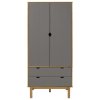 Multidom Šatník OTTA, hnedo sivý 76,5x53x172 cm, borovicový masív