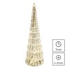 LED vianočný sklenený stromček, 27 cm, 2x CR2032, vnútorný, teplá biela, časovač