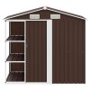 Multidom Záhradná kôlňa s regálom hnedá 205x130x183 cm železná