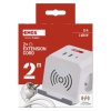 Prodlužovací kabel EMOS P0212CQ - kostka 2 m / 2 zásuvky / bílý / 2×USB-A + 1×USB-C+Qi / 1,5 mm2