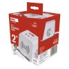 Prodlužovací kabel EMOS P0212CQ - kostka 2 m / 2 zásuvky / bílý / 2×USB-A + 1×USB-C+Qi / 1,5 mm2