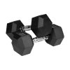 Pogumované litinové činky HEX 2x10 kg REBEL ACTIVE RBA-2325-10
