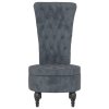 Multidom Stolička s vysokým operadlom, tmavosivá, zamat, s gombíkmi