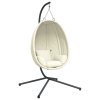 Multidom Závesné kreslo vajíčko so stojanom béžové látka a oceľ