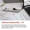 Predlžovací kábel 2 m / 3 zásuvky / s vypínačom / biely / 1×USB-A + 1×USB-C / 1,5 mm2