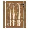 Multidom Záhradná brána 100x150 cm, corten oceľ, bambusový dizajn
