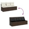 Multidom Záhradná pohovka s vankúšmi 3-miestna hnedá polyratan
